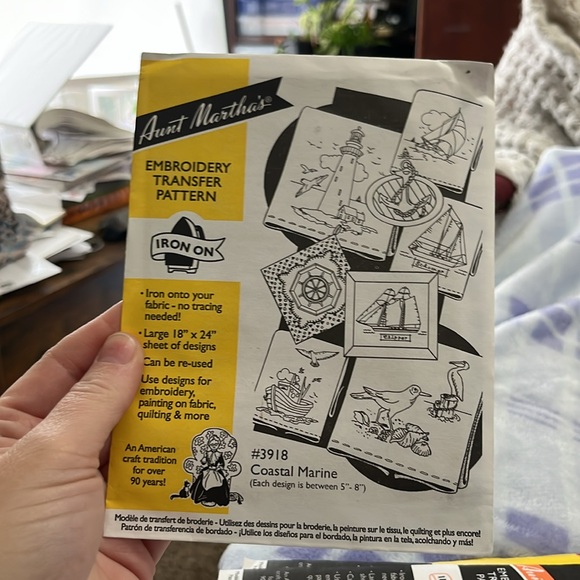 New, Set of 6, Cross Stitch, Embroidery, Iron On, Patterns, Yellow, White - Picture 3 of 7